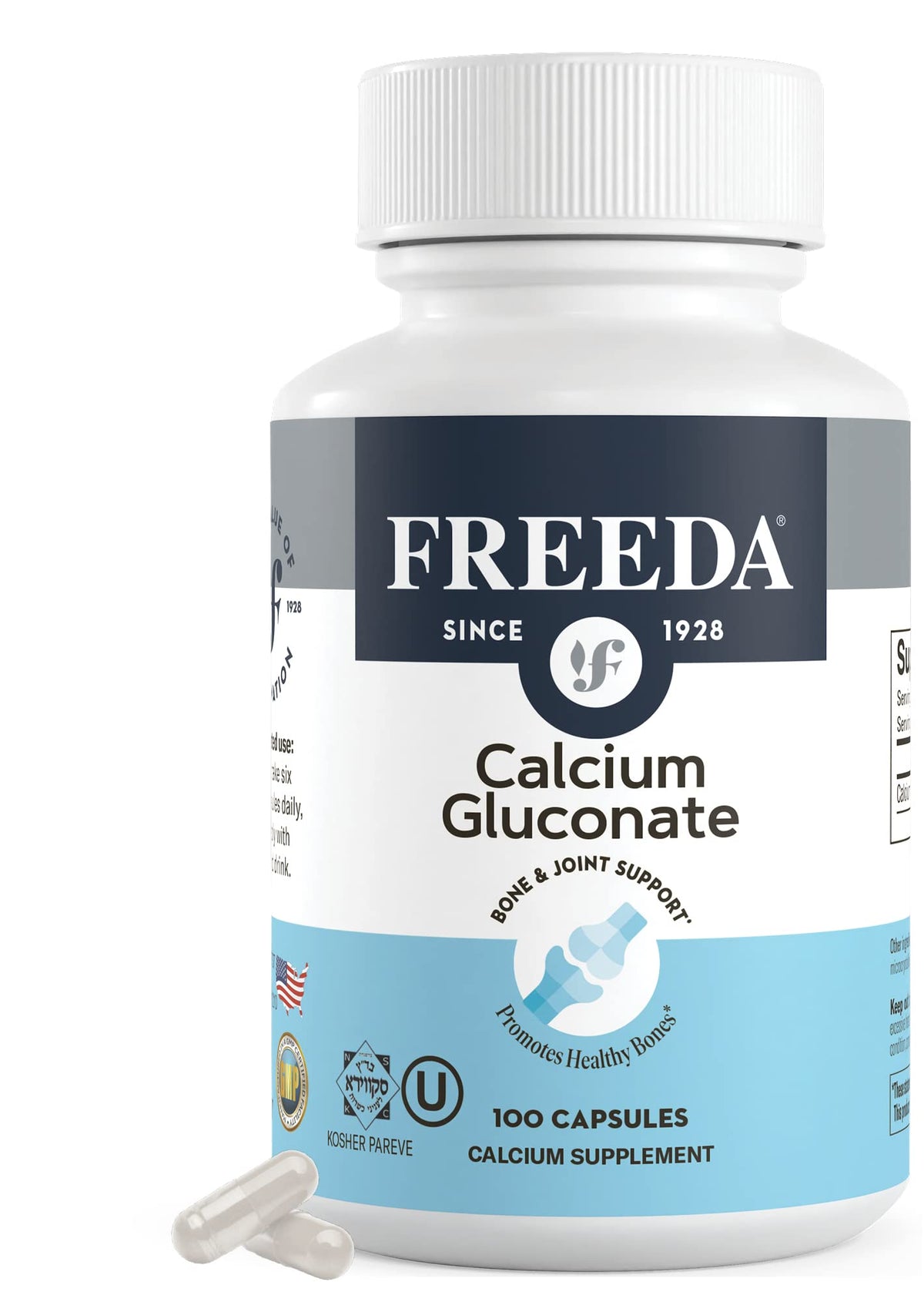 FREEDA Calcium Gluconate 100 capsules vue de face