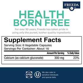 FREEDA Calcium Gluconate capsules sur une table