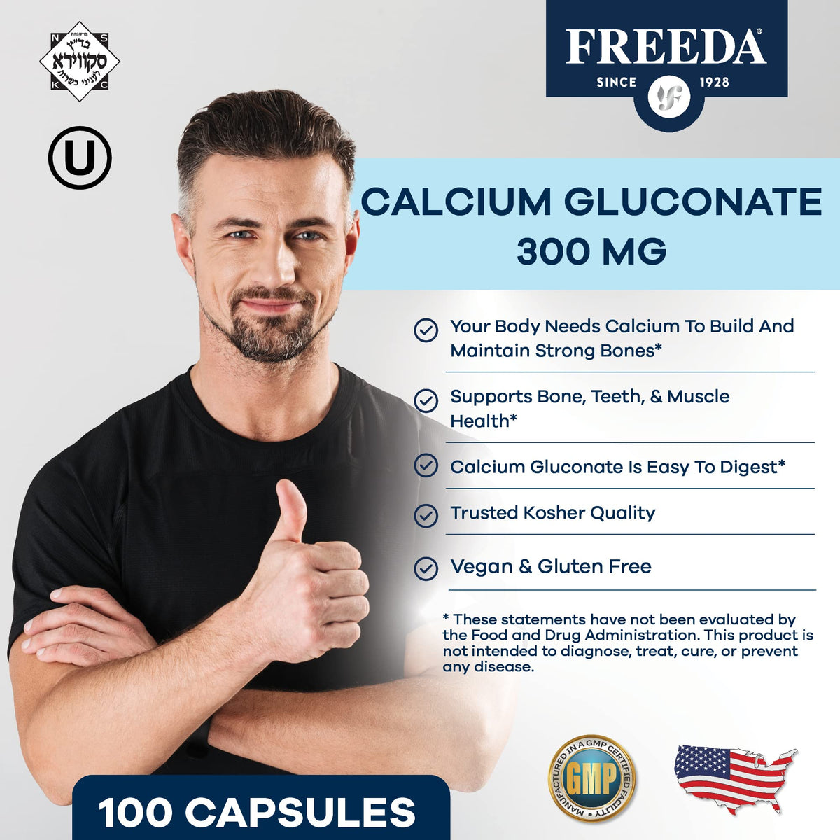 FREEDA Calcium Gluconate flacon avec étiquette