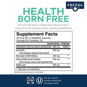 FREEDA Capsules Naturelles Allergies Quercétine 90ct ouverte avec capsules