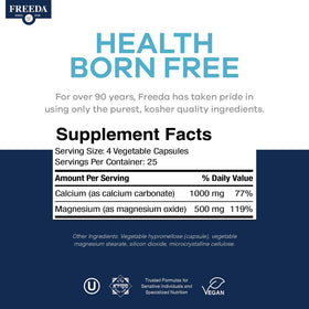 FREEDA Complément Alimentaire Calcium Magnésium 100 Capsules côté