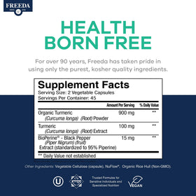 FREEDA Complément Alimentaire Curcuma 1000mg 90 Capsules ouvertes