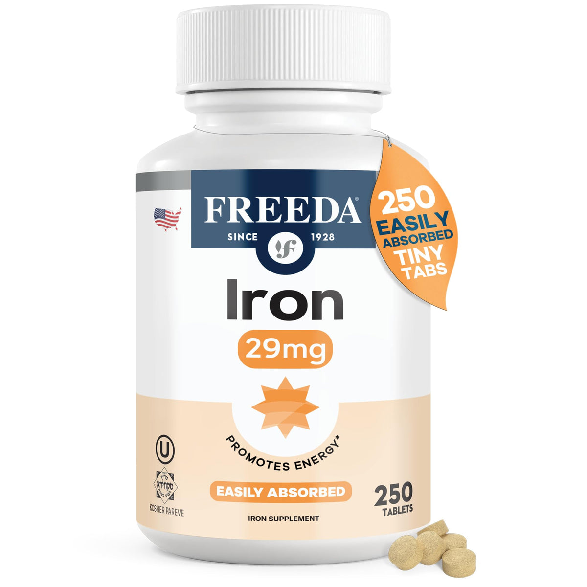 FREEDA Complément Alimentaire Fer 29mg vue avant avec packaging