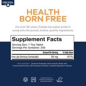 FREEDA Fer 29mg petits comprimés sur une table