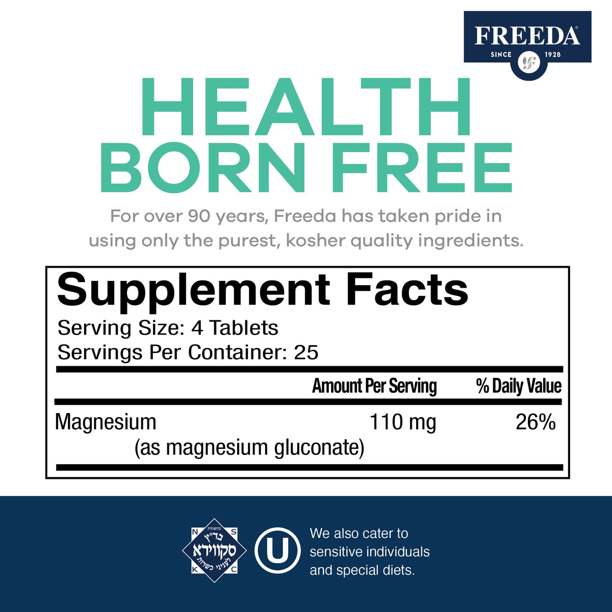 FREEDA Magnésium Gluconate comprimés sur une surface