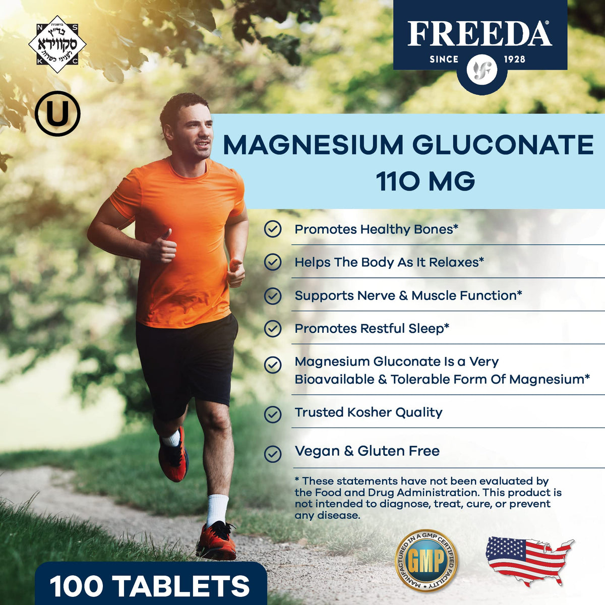 FREEDA Magnésium Gluconate étiquette avec ingrédients