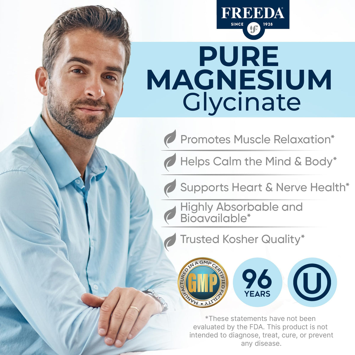 FREEDA Magnésium Glycinate capsules ouvertes montrant le contenu