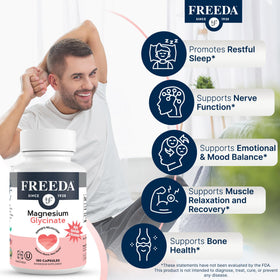 FREEDA Magnésium Glycinate emballage avec étiquette visible