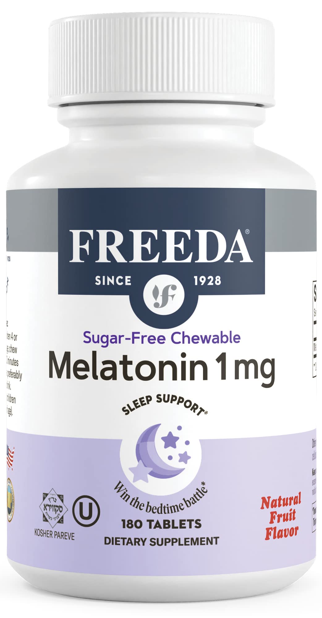 FREEDA Mélatonine 1mg comprimés à mâcher goût fruité, emballage avant