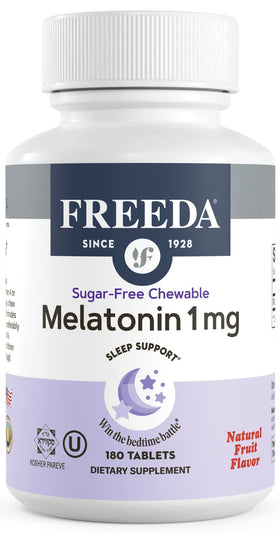 FREEDA Mélatonine 1mg comprimés à mâcher goût fruité, emballage avant