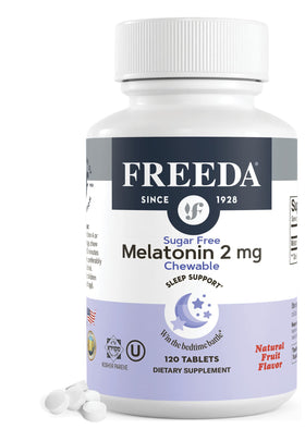 FREEDA Melatonine 2mg comprimés à mâcher sans sucre, vue de face