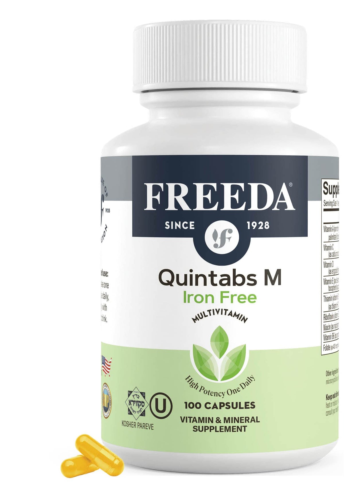 FREEDA Multivitamines sur une table avec des compléments alimentaires