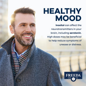 FREEDA Myo-Inositol Pur 650mg capsules on a wooden table