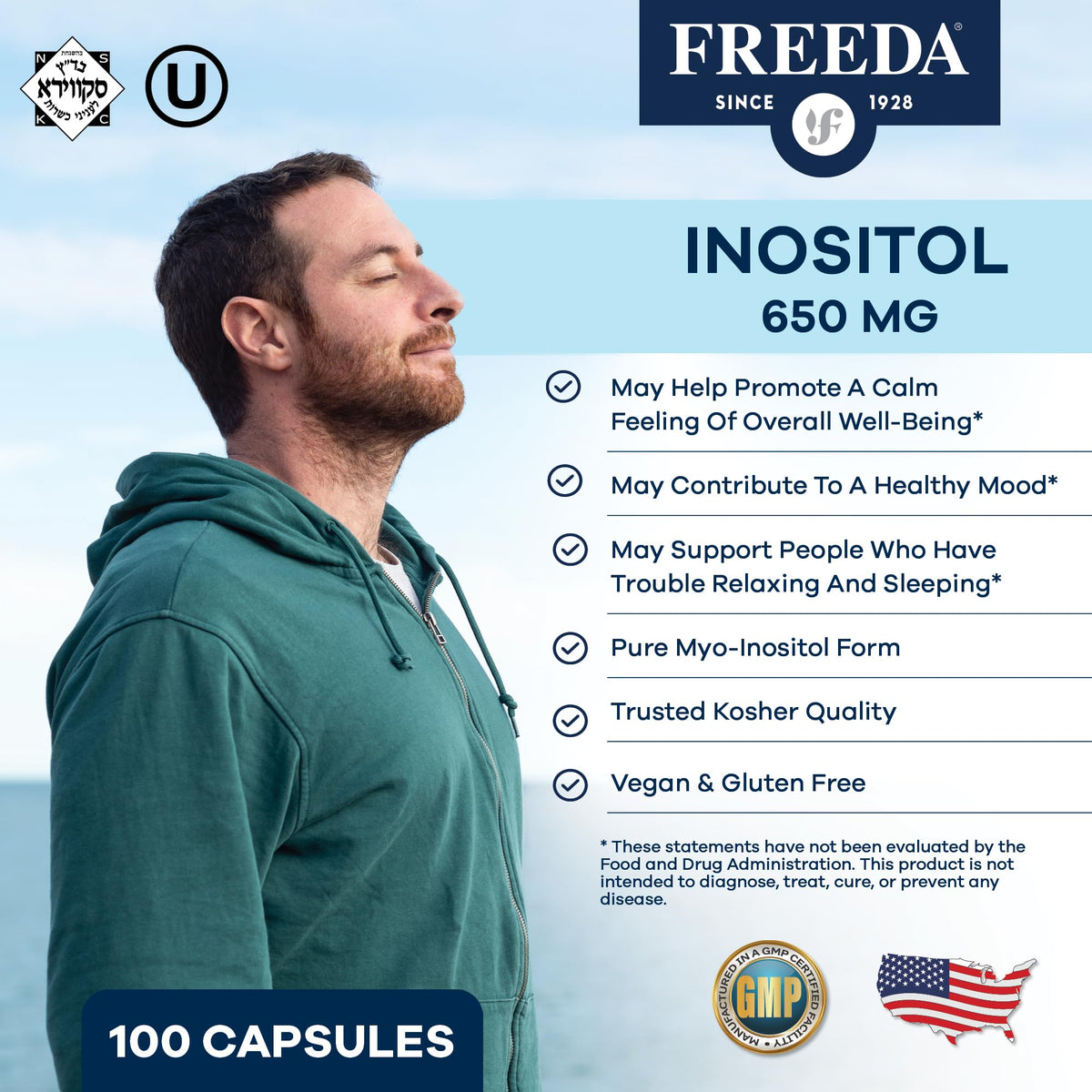 FREEDA Myo-Inositol Pur 650mg capsules side view