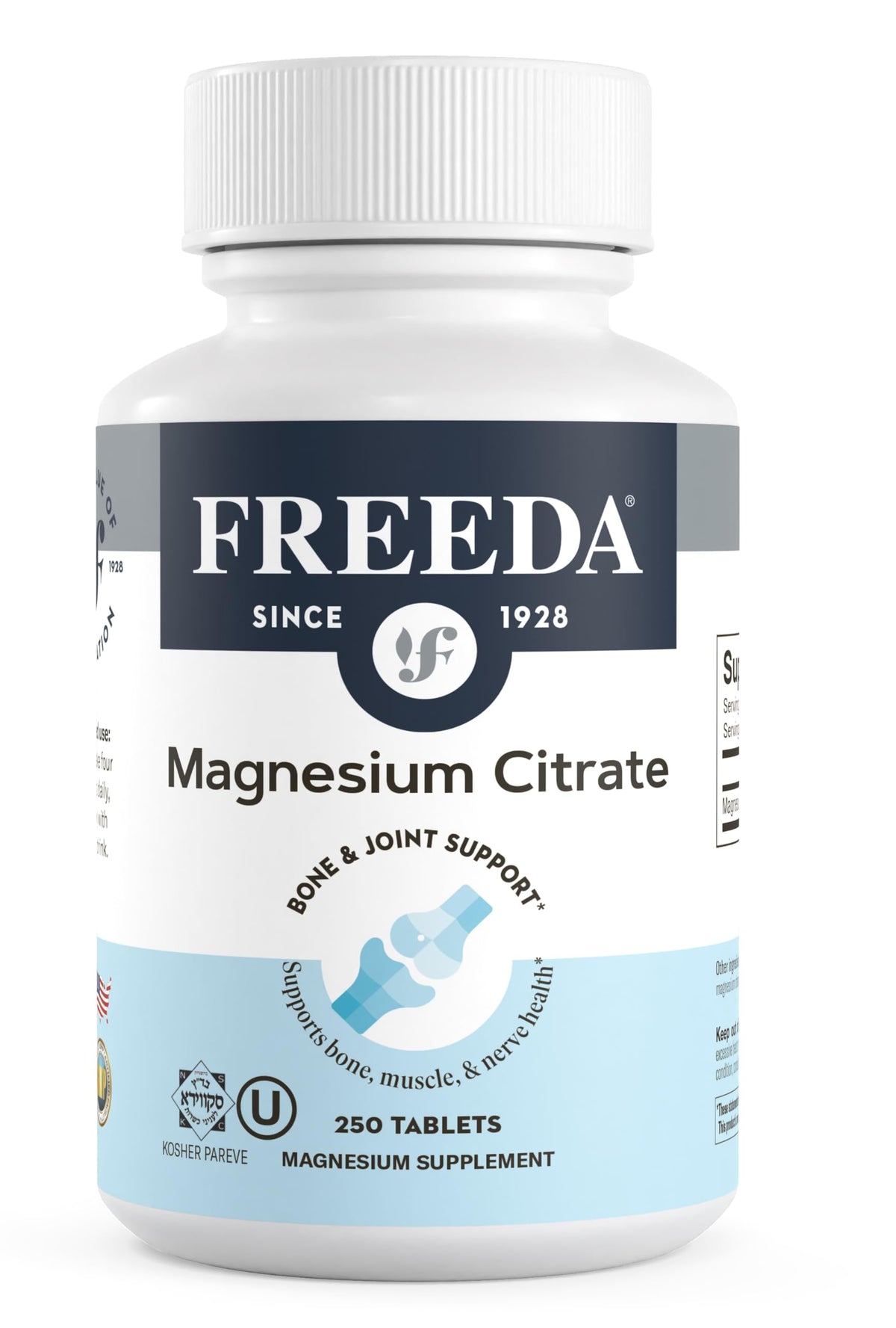FREEDA Poudre de Citrate de Magnésium 400 mg 250 comprimés vue de face