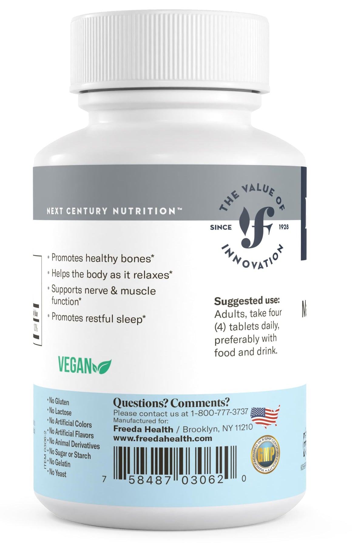 FREEDA Poudre de Citrate de Magnésium 400 mg étiquette produit