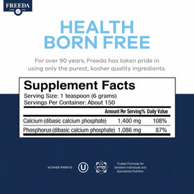 FREEDA Poudre de Phosphate de Calcium 32 oz dans une cuillère pour dosage