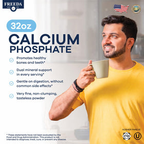 FREEDA Poudre de Phosphate de Calcium 32 oz vue arrière avec informations nutritionnelles