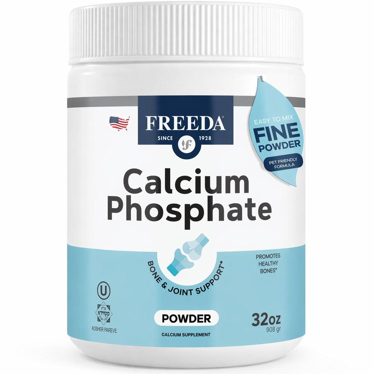 FREEDA Poudre de Phosphate de Calcium 32 oz vue avant avec étiquette