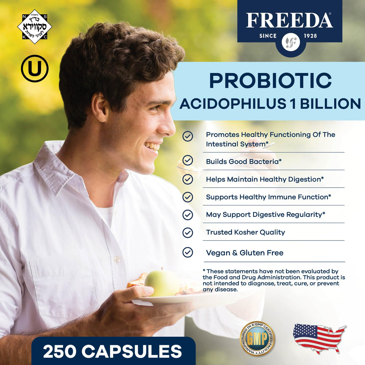 FREEDA Probiotique Acidophilus 100 capsules - étiquette