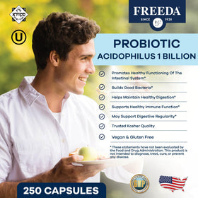 FREEDA Probiotique Acidophilus 100 capsules - étiquette