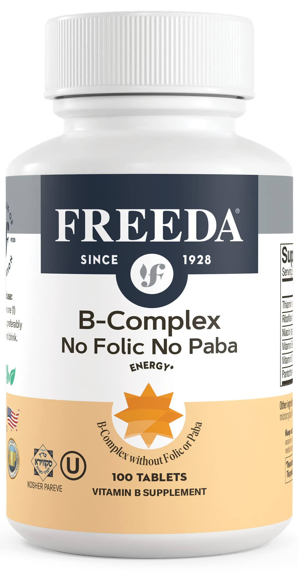 FREEDA Super B-Complex Vitamines 100ct vue de face