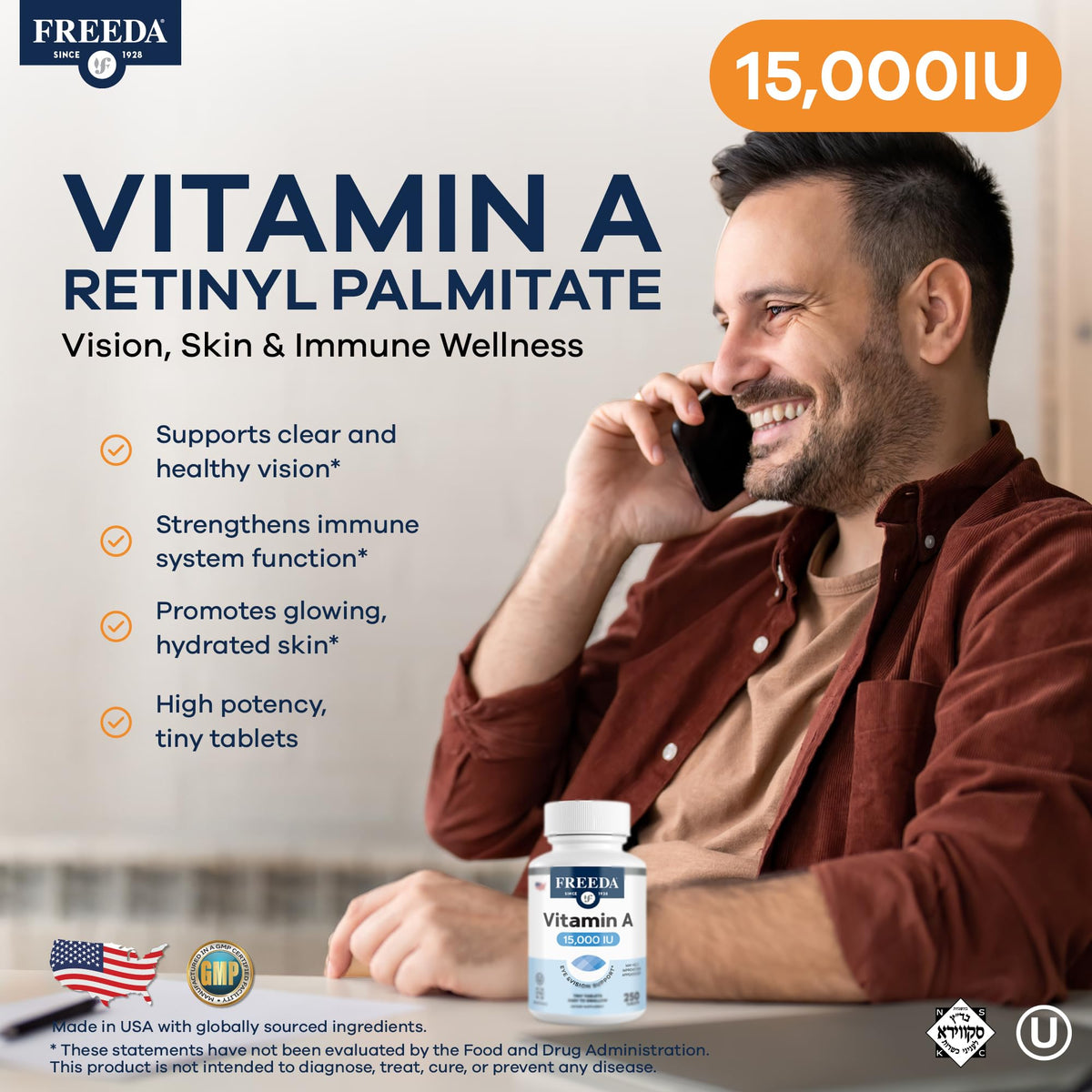 FREEDA Vitamine A 15 000 UI comprimés faciles à avaler