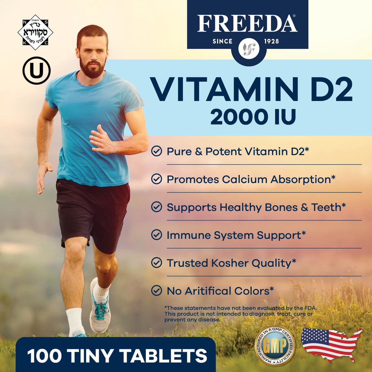 FREEDA Vitamine D2 2000 UI Vegan 100 comprimés emballage