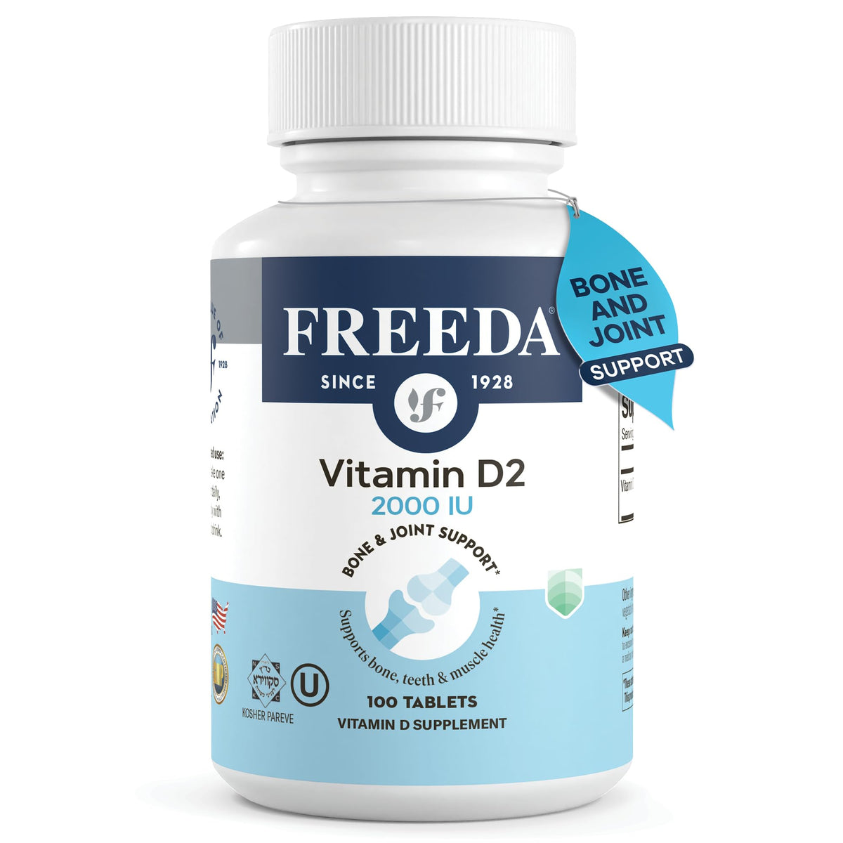 FREEDA Vitamine D2 2000 UI Vegan 100 comprimés vue de face