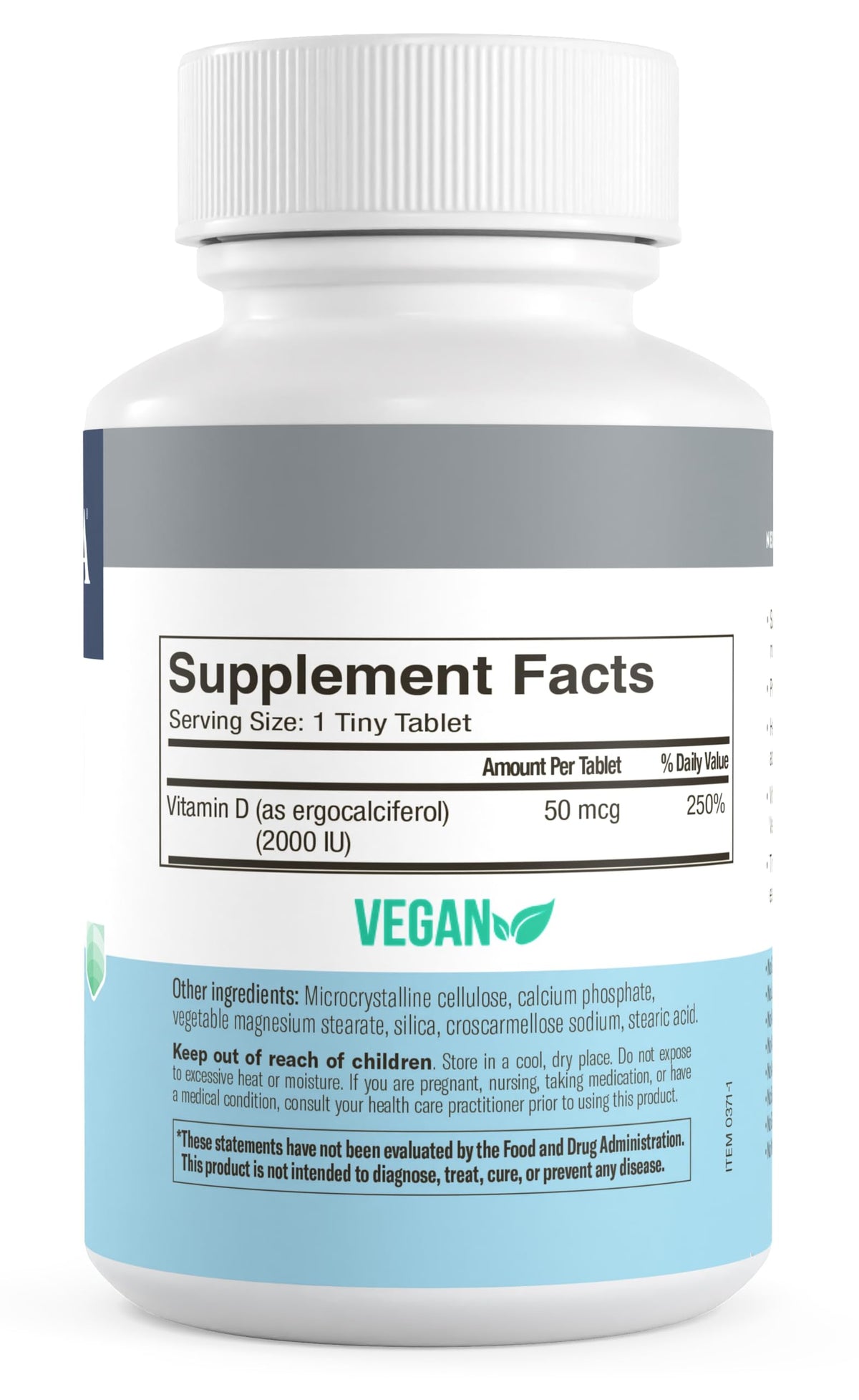 FREEDA Vitamine D2 2000 UI Vegan comprimés à côté d'une assiette de fruits