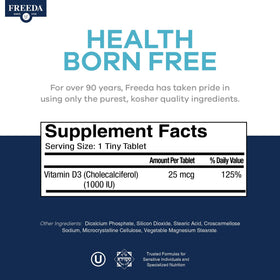 FREEDA Vitamine D3 1000 UI comprimés avec un verre d'eau
