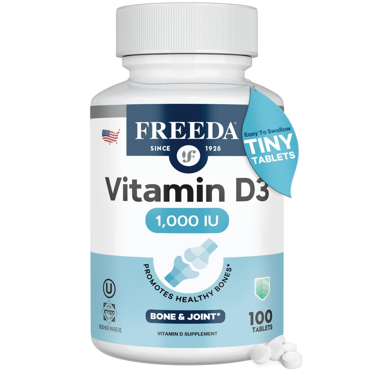 FREEDA Vitamine D3 1000 UI comprimés vue de face