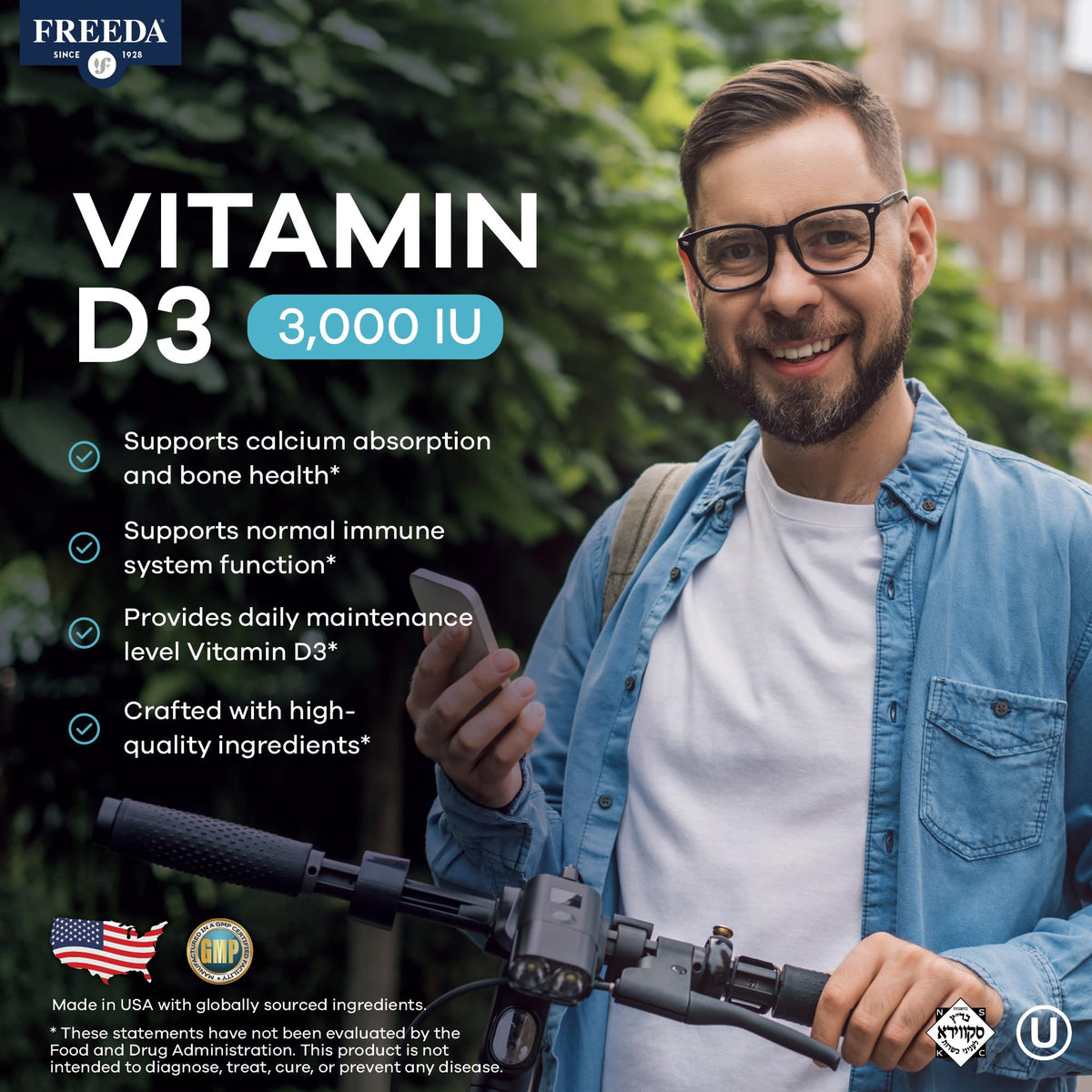 FREEDA Vitamine D3 3000 UI emballage et informations