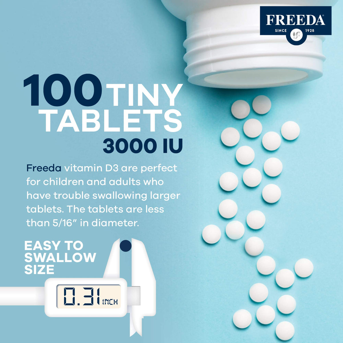 FREEDA Vitamine D3 3000 UI ingrédients sur l'emballage