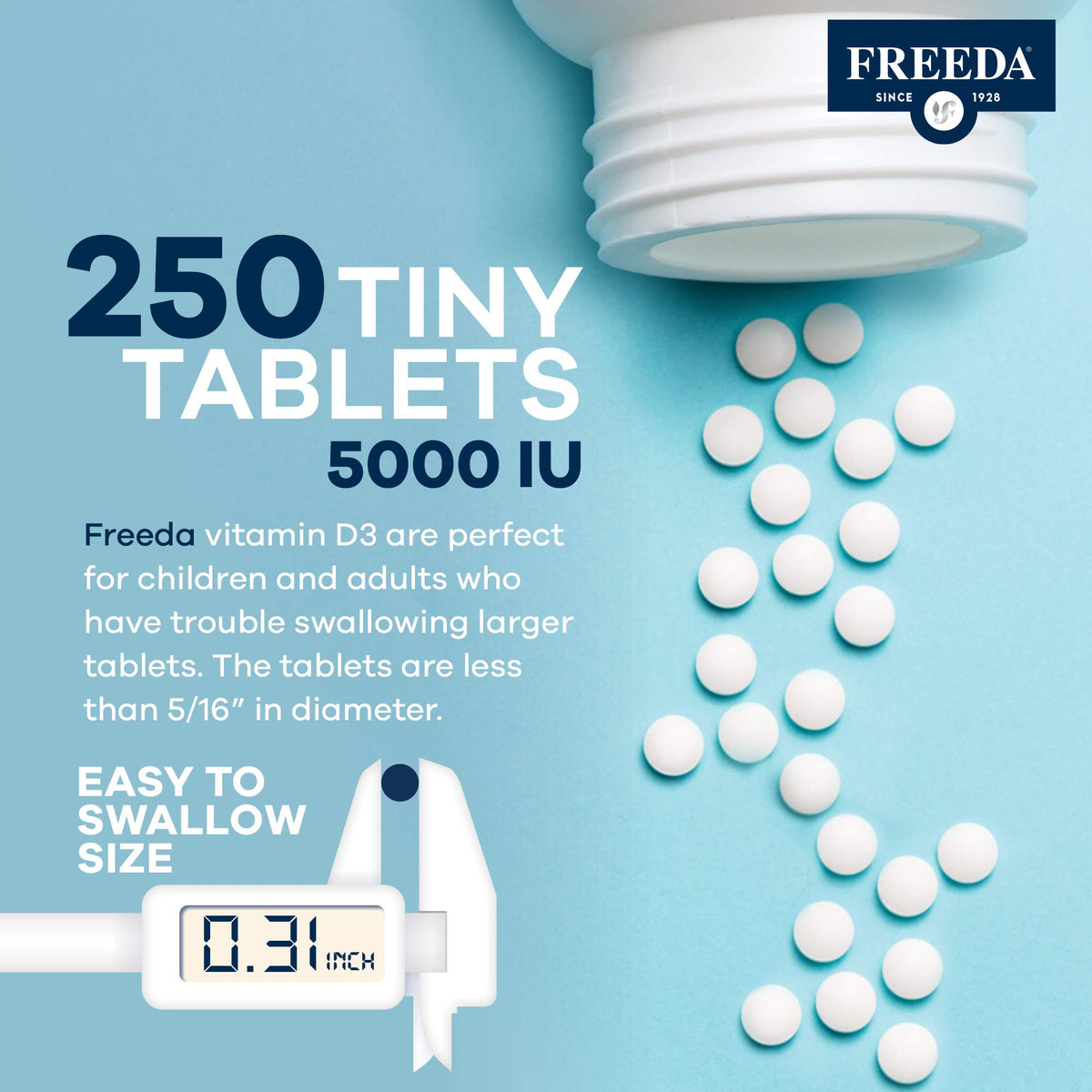 FREEDA Vitamine D3 5000 IU comprimés, prise en main