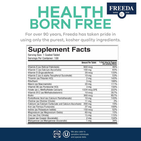 FREEDA Vitamines Prénatales 100 comprimés avec informations nutritionnelles