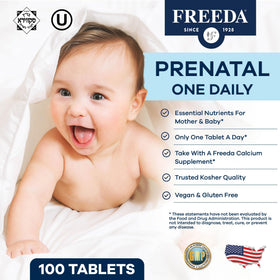 FREEDA Vitamines Prénatales tablette unique sur fond blanc