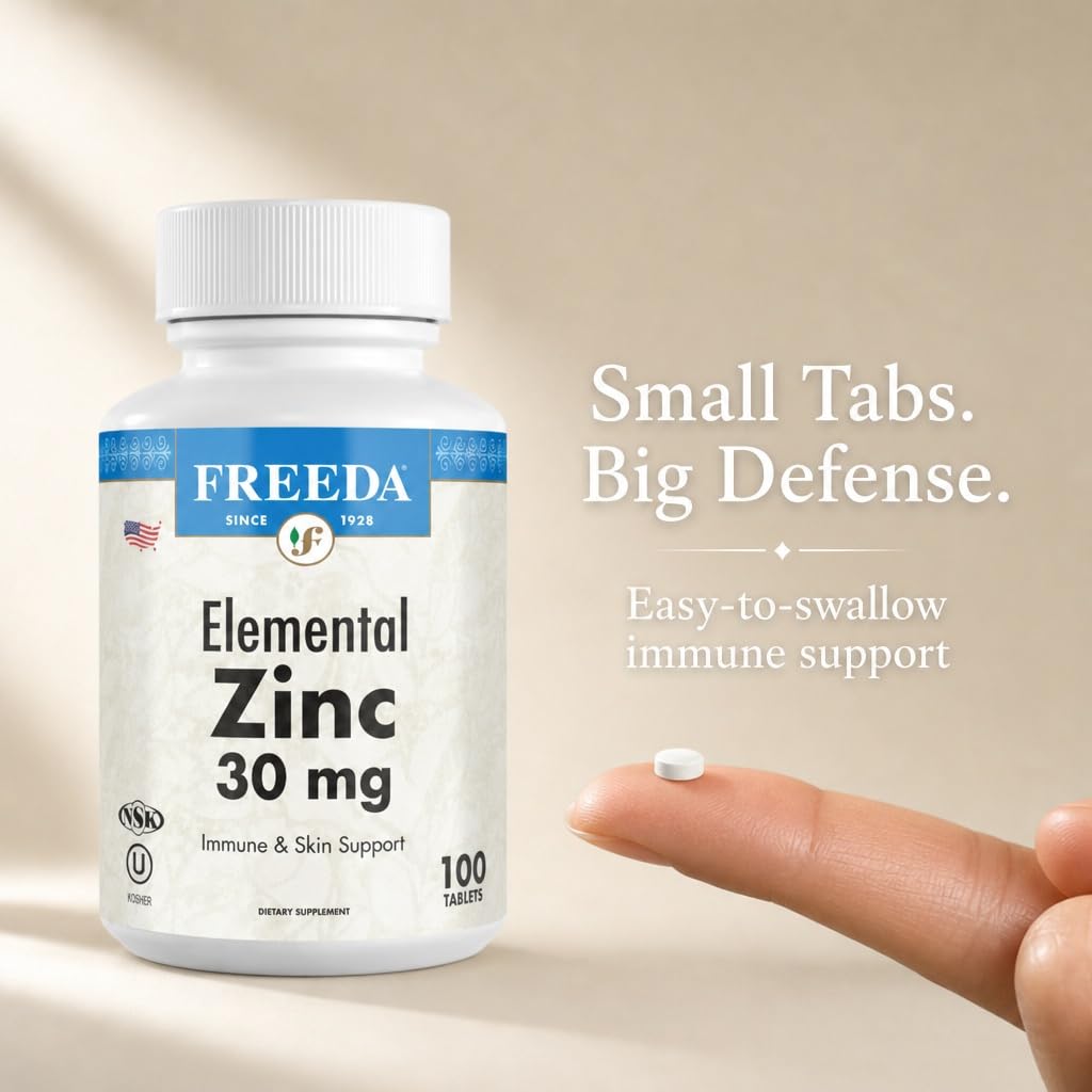 FREEDA Zinc Élementaire 30mg, comprimés sur une surface blanche