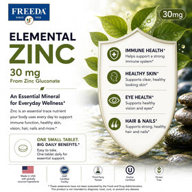 FREEDA Zinc Élementaire 30mg comprimés, vue de face