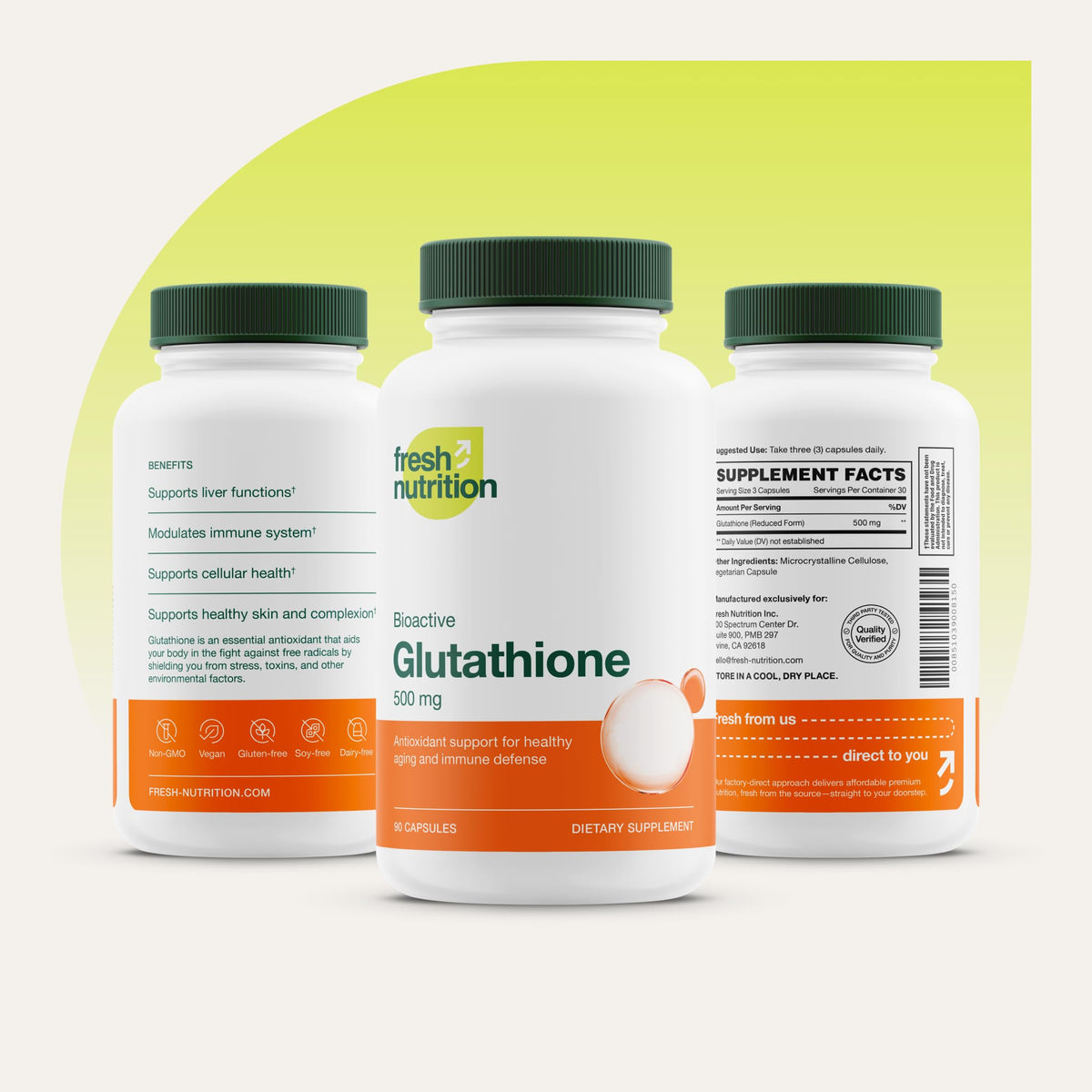 Fresh Nutrition Glutathion Réduit avec des compléments alimentaires
