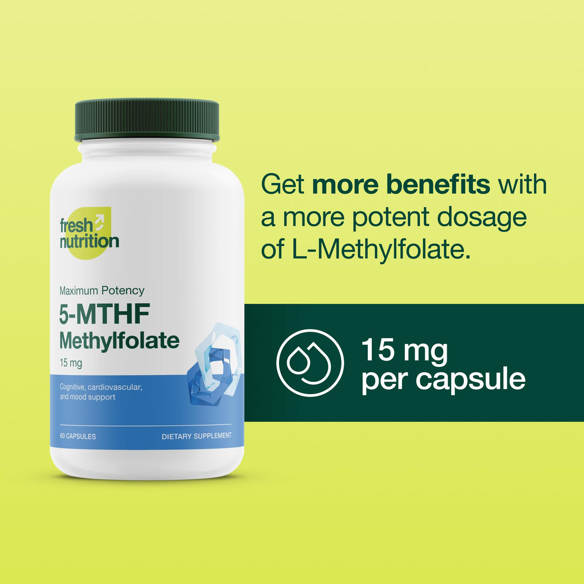 Fresh Nutrition L-Méthylfolate 15mg - vue latérale du produit