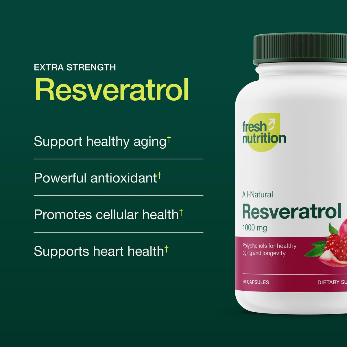 Fresh Nutrition Resvératrol 750mg capsules dans une main