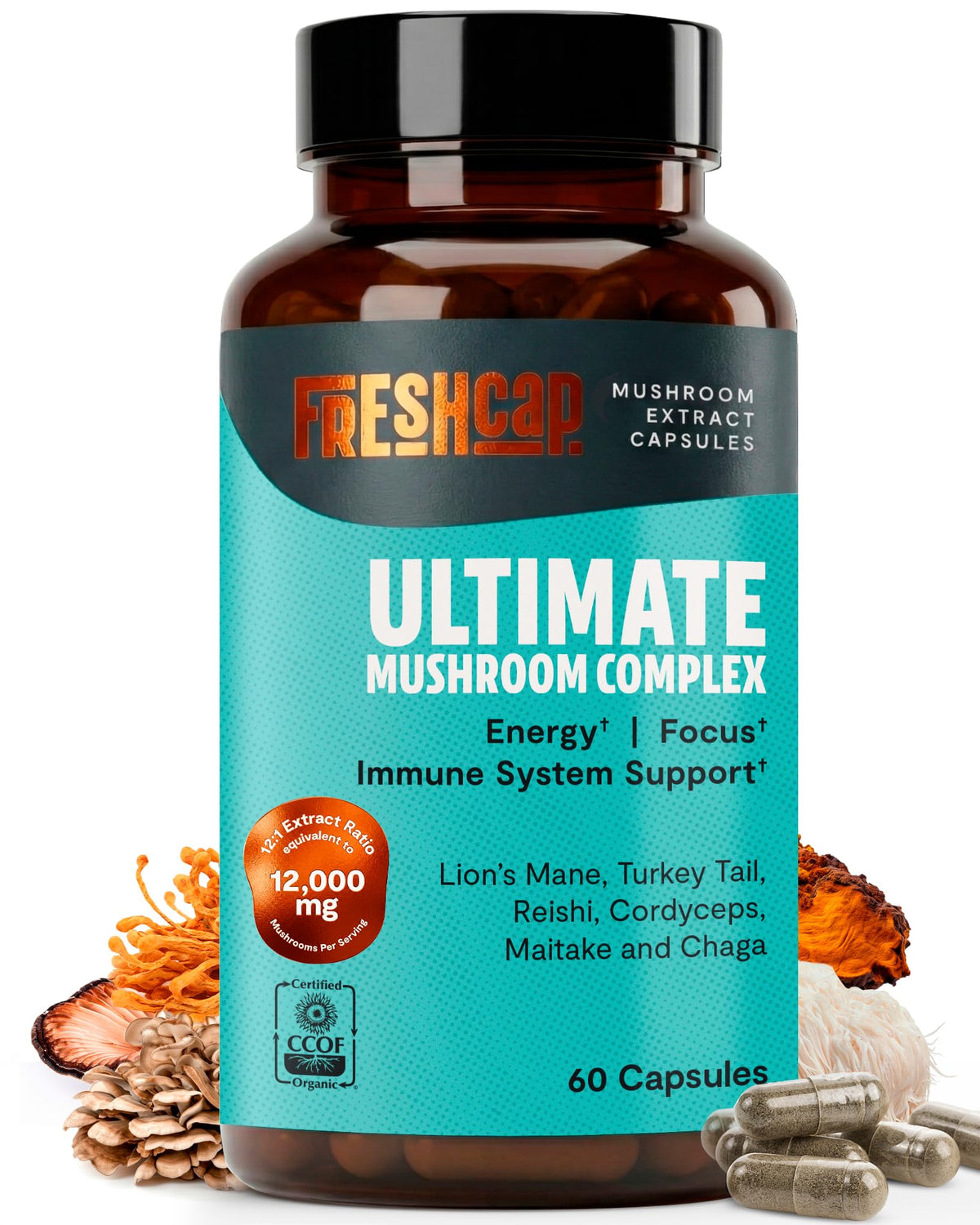 FreshCap Mushrooms complément alimentaire champignon 12:1 face avant