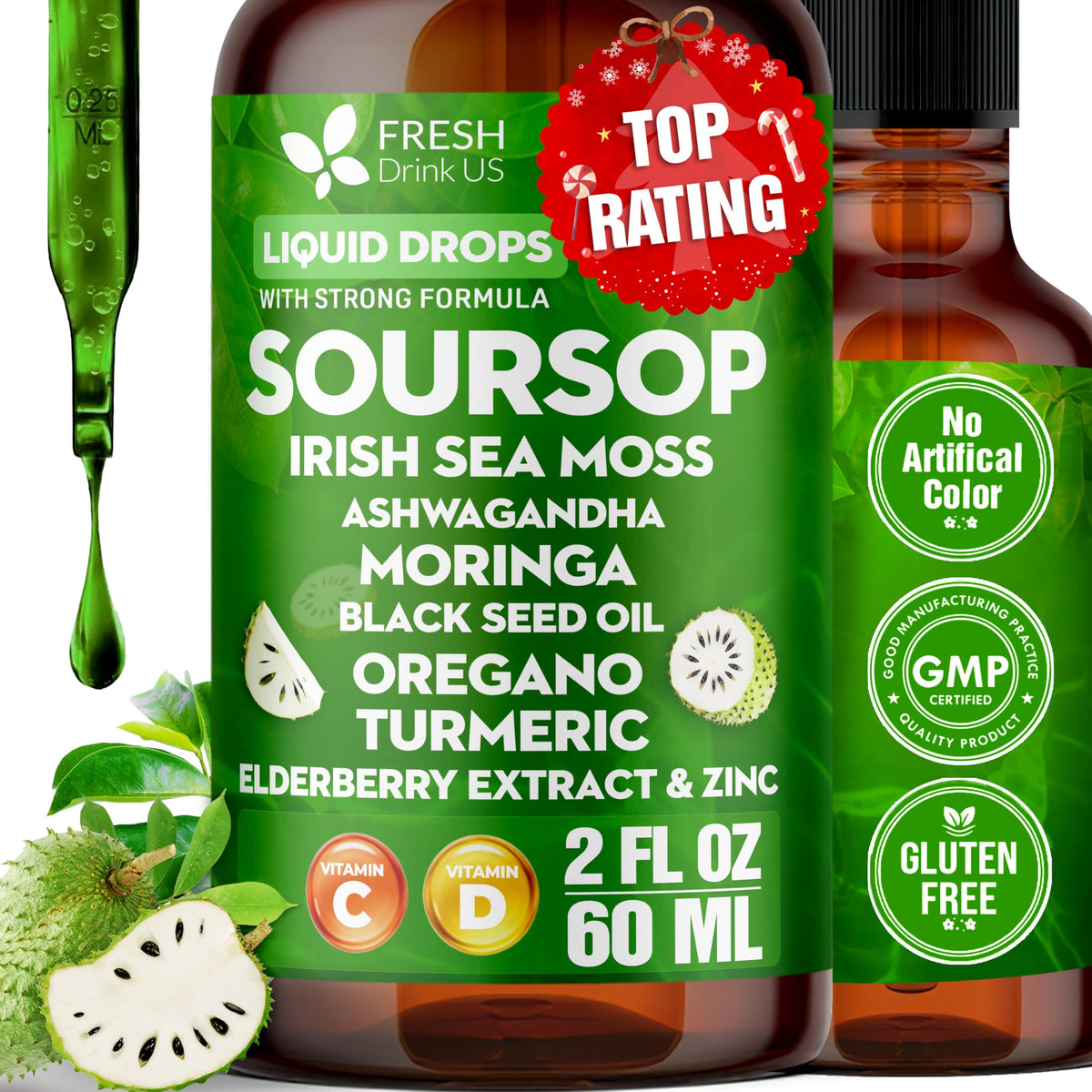 FRESHDRINKUS Soursop Bitters 60 ml bouteille avec compte-gouttes