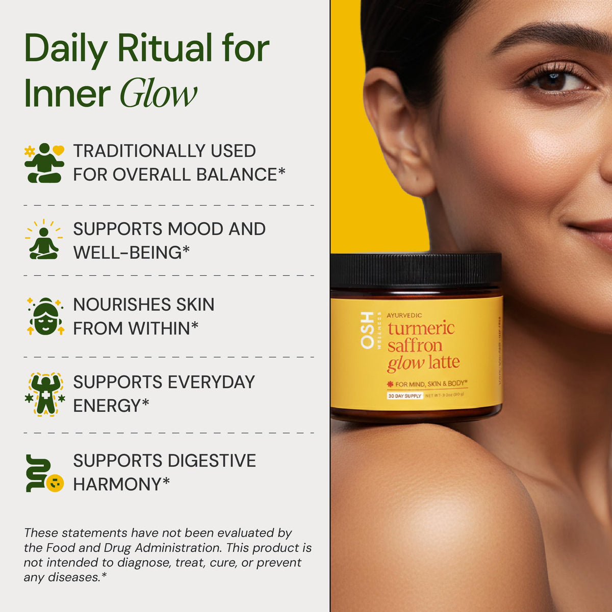 Freshly Moms Turmeric Saffron Glow Latte 109g - vue du dessus de l'emballage