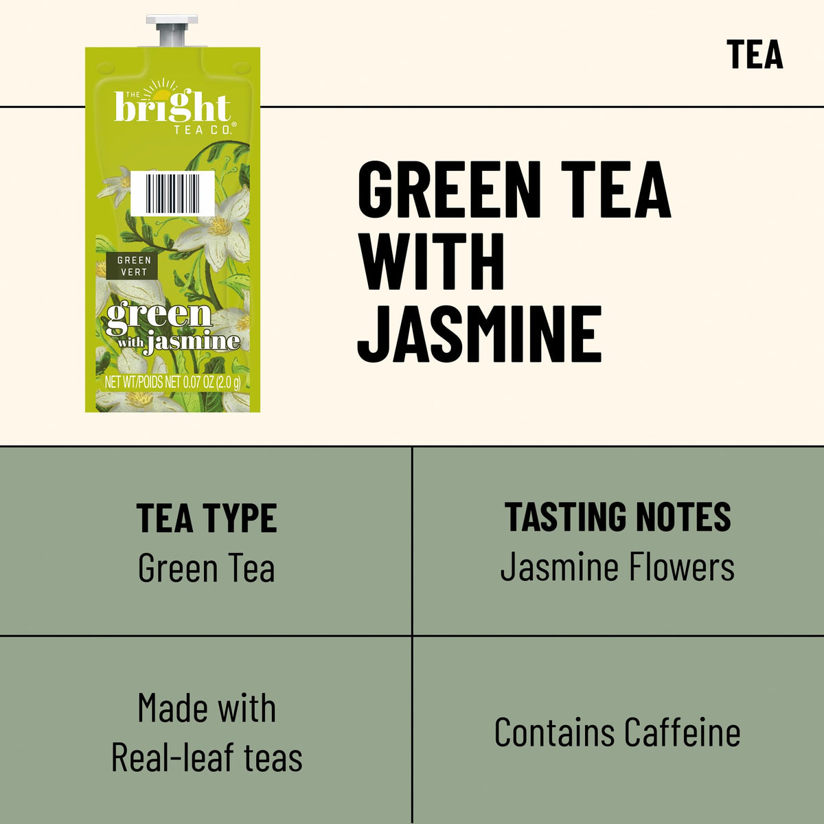 Freshpack Flavia Thé Vert au Jasmin avec étiquette visible