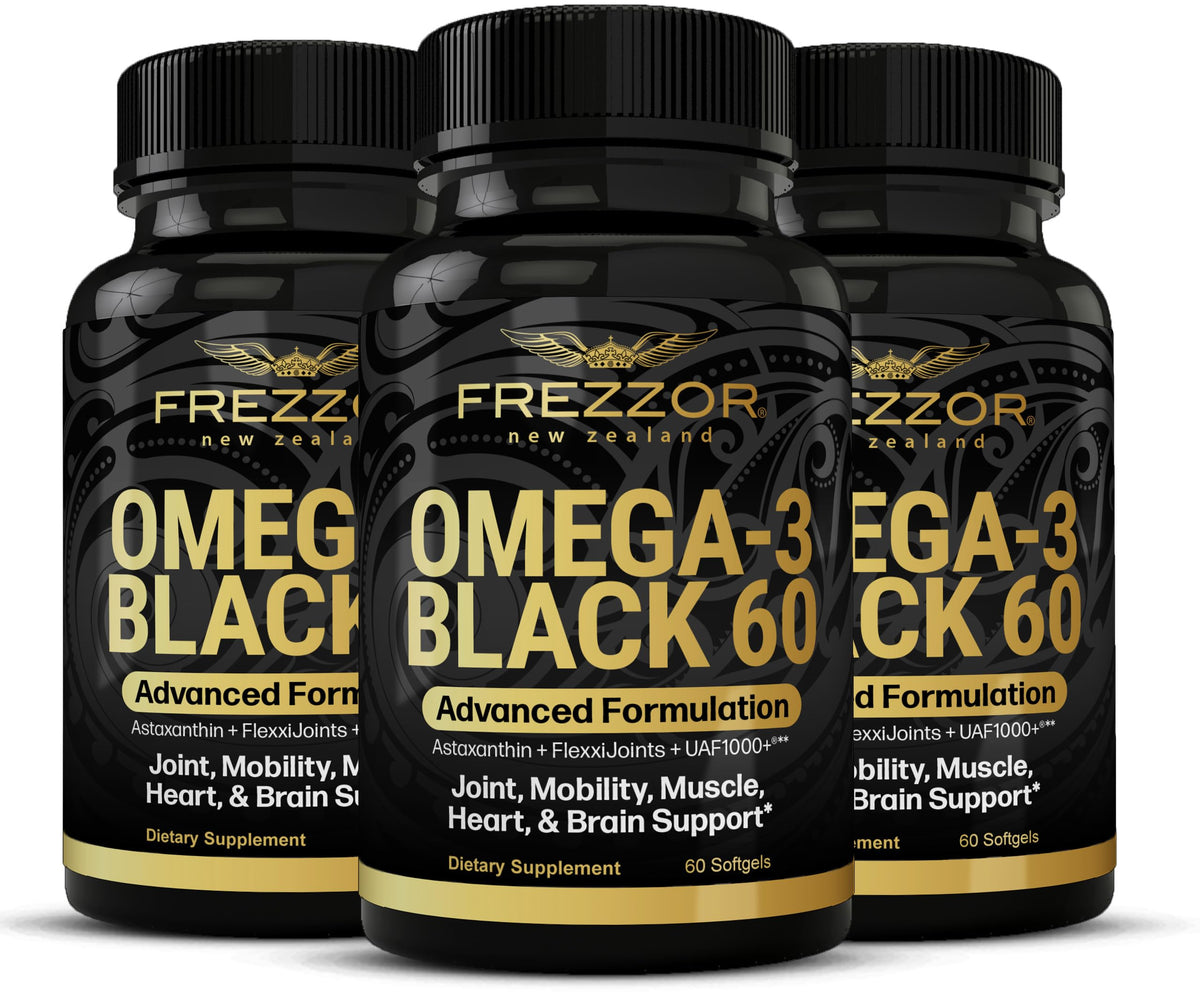 FREZZOR Omega 3 Black capsules front view with packaging