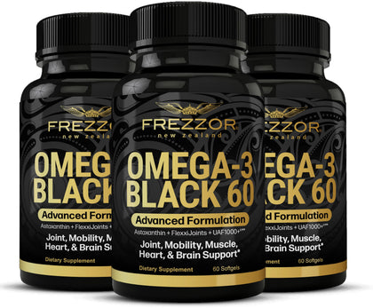 FREZZOR Omega 3 Black capsules front view with packaging