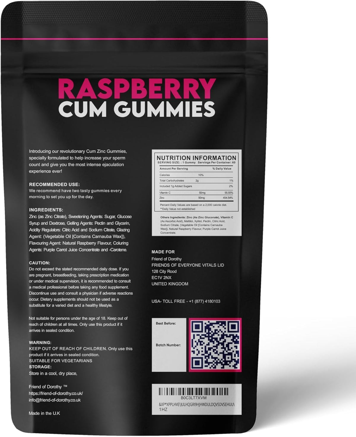 FRIEND OF DOROTHY Gummies de soutien à la fertilité, vue arrière