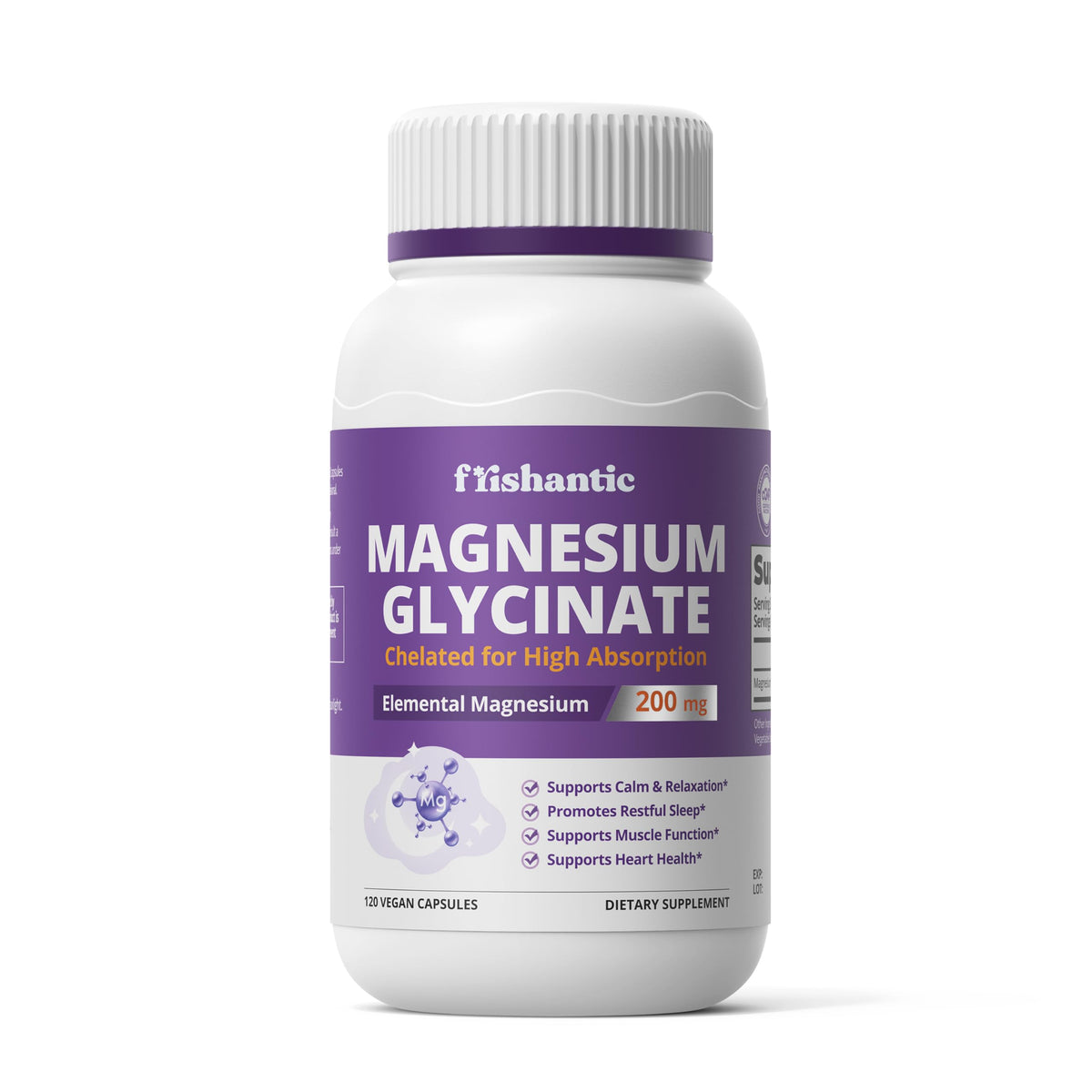 Frishantic Magnésium Glycinate 200mg flacon avant avec 120 gélules